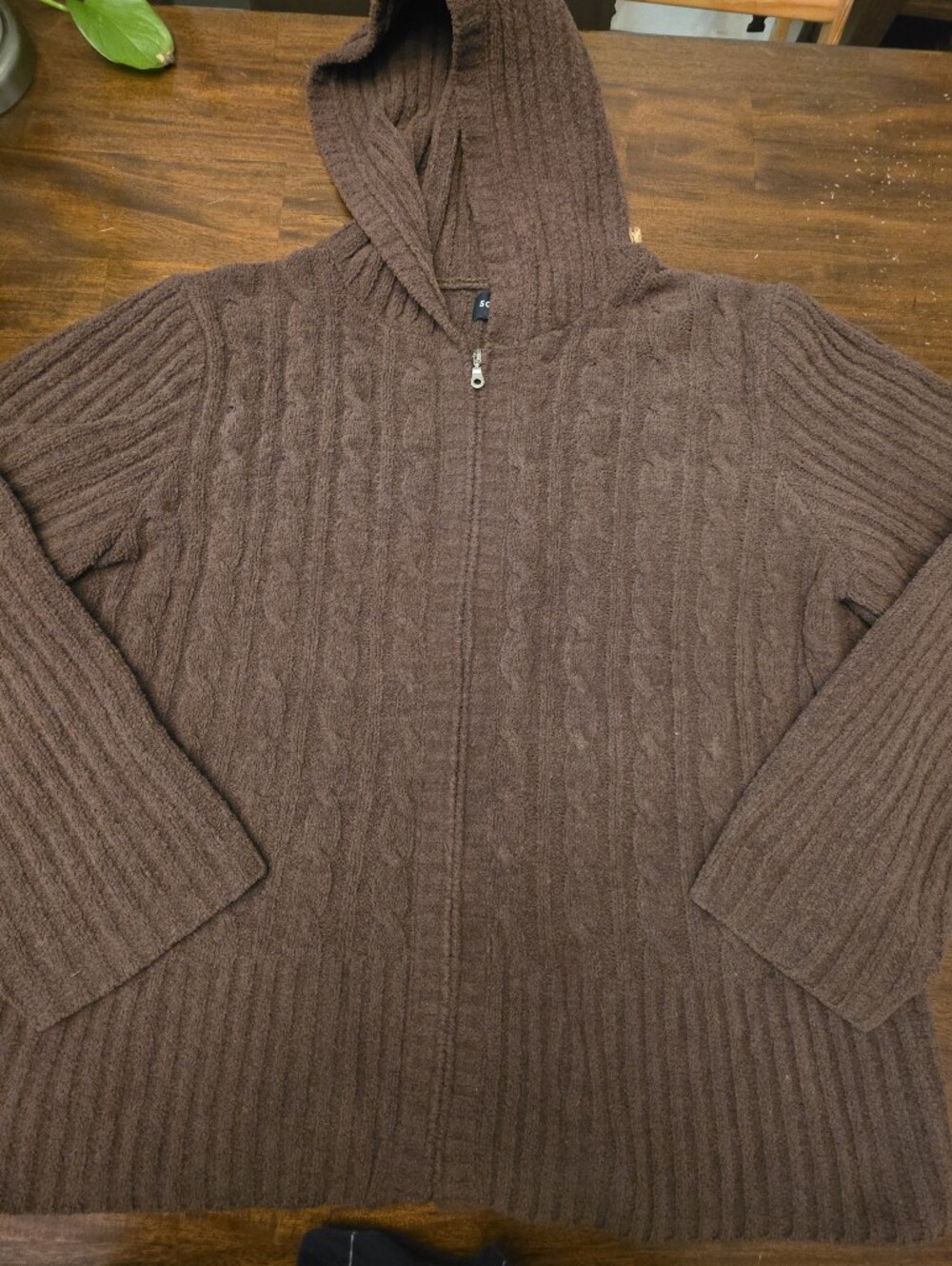 Sonoma Life + Style Brown Ribbed Knit Zip-Up Hoodie Sweater - Size XL